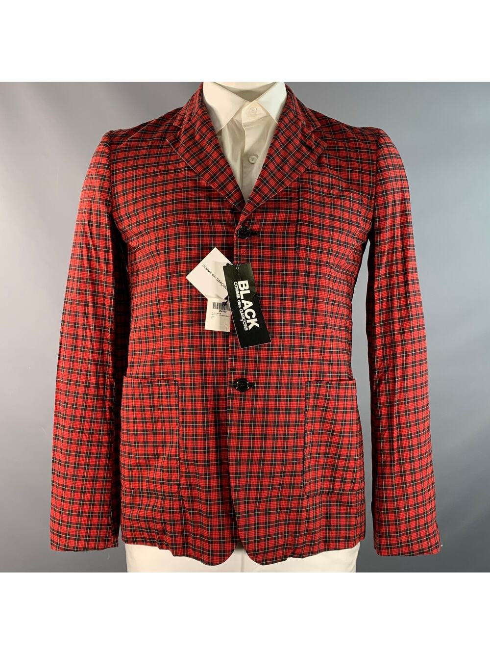 COMME des GARCONS BLACK Chest Size L Red Black & Yellow Plaid Cotton Sport Coat